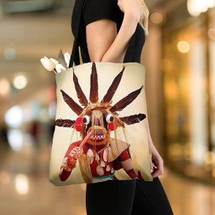 Kachina-docka Native American Trä Enkel Djärv Roli Tygkasse