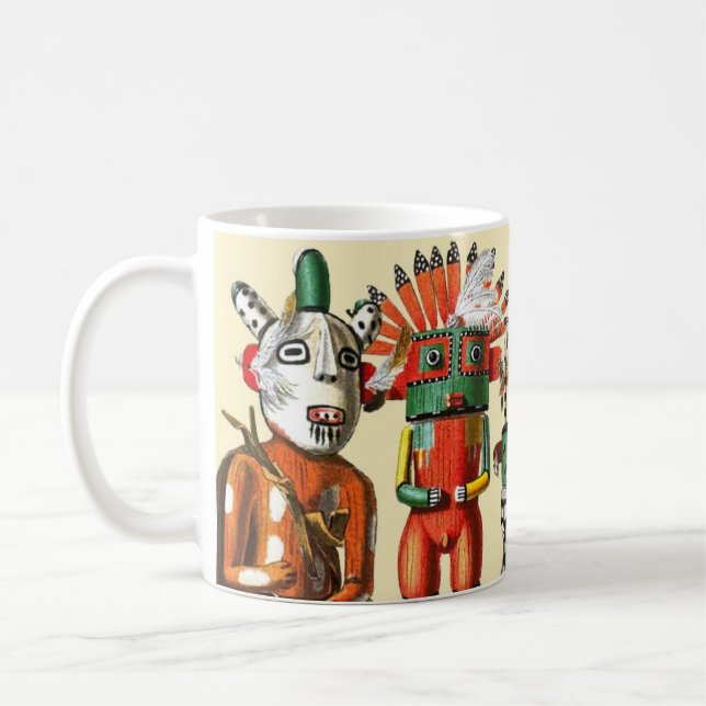 Kachina dockor av Hopiindianstammen Kaffemugg (Vänster)
