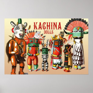 Kachina dockor från Hopi Native American Tribe Poster