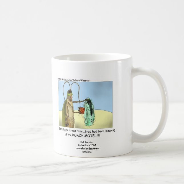 Kackerlackhotell Rolig Tecknad Kaffemugg (Höger)