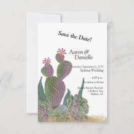 Kactus Flower Flat Save Date Card Spara Datumet