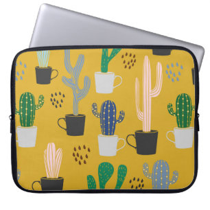 Kactus seamless mönster-bakgrund. Hand plockade co Laptop Fodral