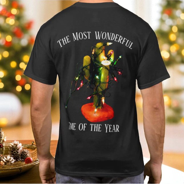 Kactusljus med festliga julbelysningar t shirt (funny cactus candle with Christmas lights t-shirt)