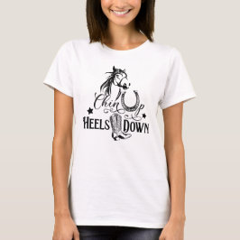 Kåda upp klackar ner cowgirl-hästhundar rider t shirt