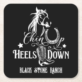 Kåda upp klackar ner cowgirl-hästhundar rider underlägg papper kvadrat