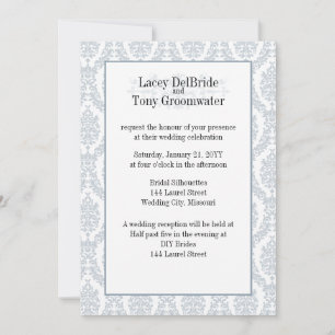 Kadets Grått Damask Theme Bröllop Anpassningsbar-i Inbjudningar