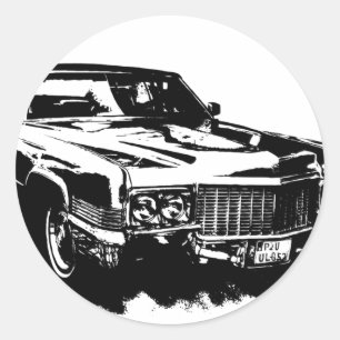 kadillakserien deville eldorado har klassiskt säll runt klistermärke