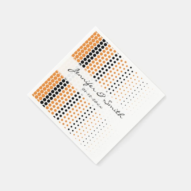 Kadmium-Orange och svart polkadot Pappersservett (Hörn)