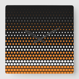 Kadmium-Orange och vit polka-punkt Fyrkantig Klocka