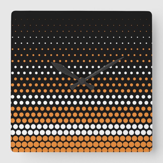 Kadmium-Orange och vit polka-punkt Fyrkantig Klocka (Framsida)