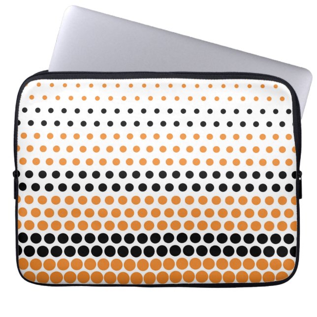 Kadmiumorange och svarta prickar laptop fodral (Framsidan)