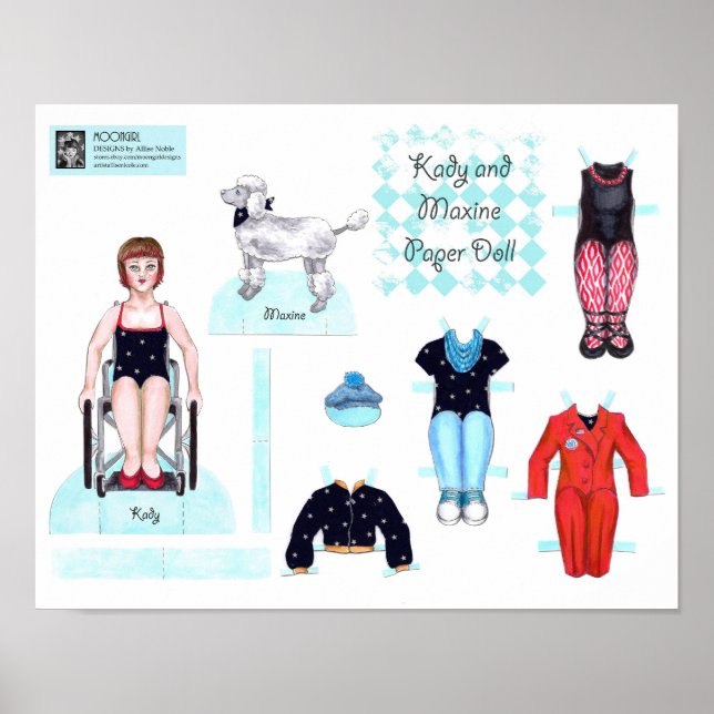 Kady och Maxine Papper Doll Set - Spela eller Visn Poster (Framsidan)