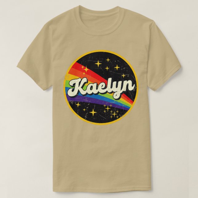 Kaelyn Rainbow In Space Vintage GrungeStyle T Shirt (Design framsida)