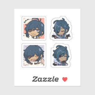 Kaeya Genshin Impact 4 Pack Stickerark Klistermärken