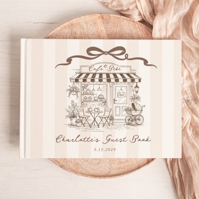 Kafé Bebe Könsneutral Handritad Babyshower med Ros Gästböcker (Skapare uppladdad)