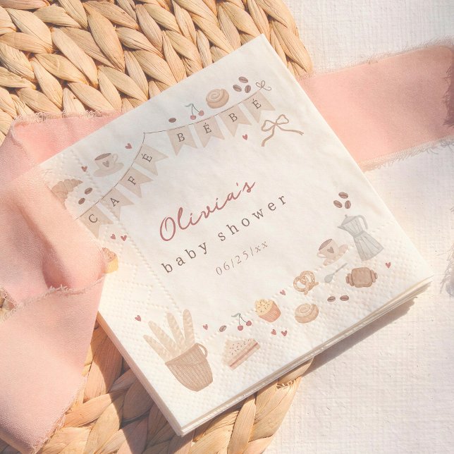 Kafé Bebe Vattenfärg Handritad Bebis Shower Pappersservett (Skapare uppladdad)