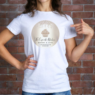 Kafé Guld Glitter Drives Bakery Pastry Cafe Namn T Shirt
