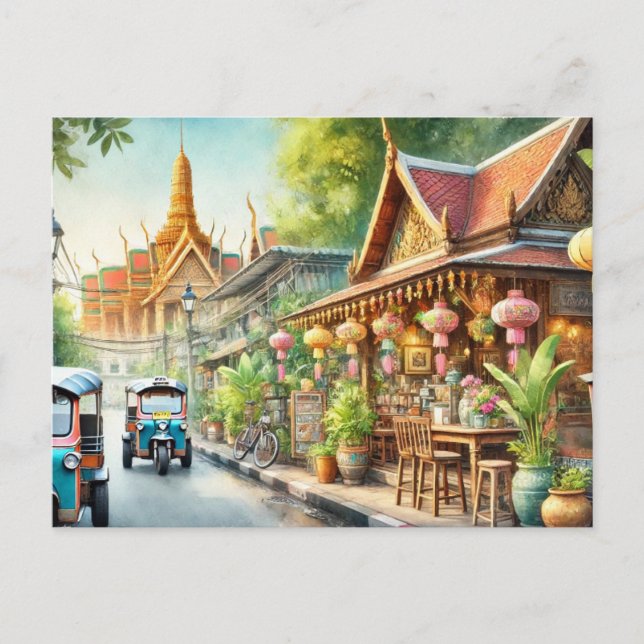 Kafe i Bangkok Thailand Grand Palace Vykort (Framsida)