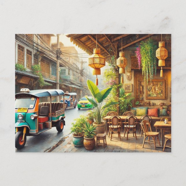 Kafe i Bangkok Thailand Vykort (Framsida)