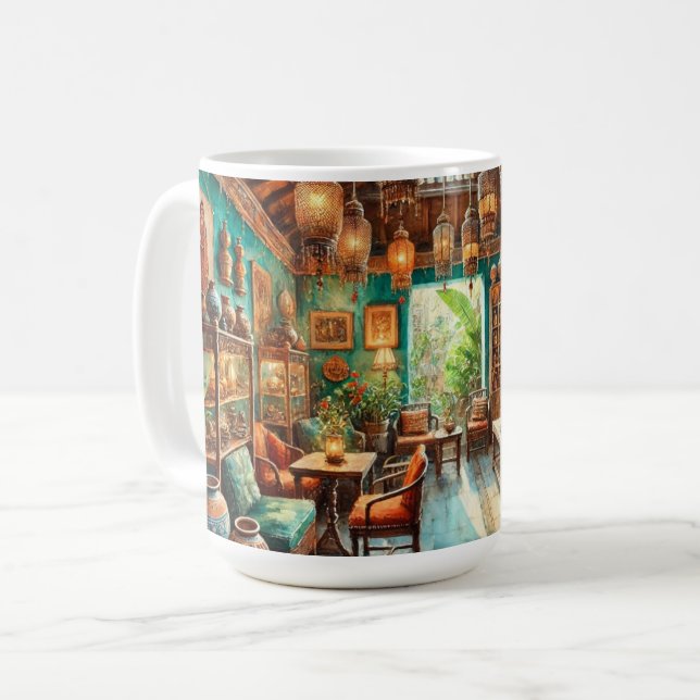 Kafe i Colombo Sri Lanka Kaffemugg (Framsida vänster)