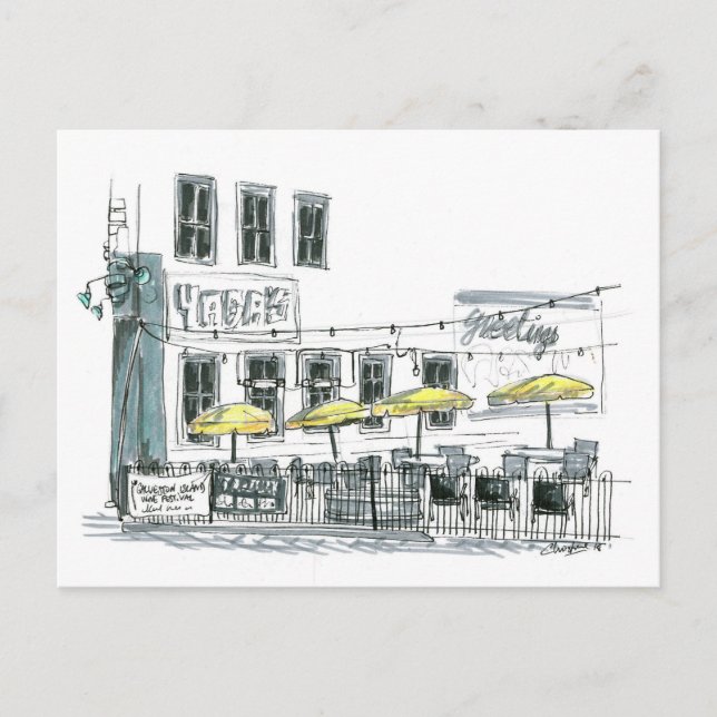 Kafe i Galveston,TX Vykort (Framsida)