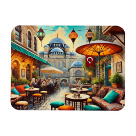Kafe i Istanbul vattenfärgsfärg Magnet