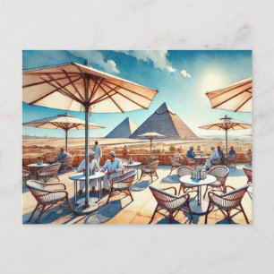 Kafe i Kairo Egypten Giza Pyramids Vykort