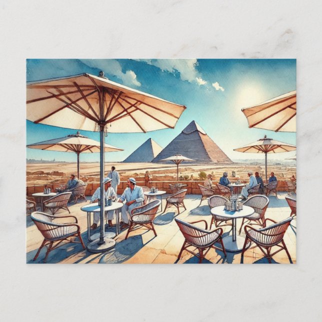 Kafe i Kairo Egypten Giza Pyramids Vykort (Framsida)