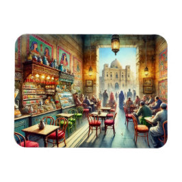 Kafé i Kairo Egypten - vattenfärgsfärg Magnet