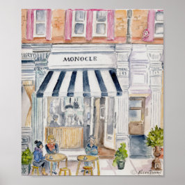 Kafe i London Watercolor Print Poster