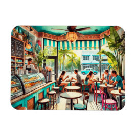 Kafe i Miami Watercolor Magnet