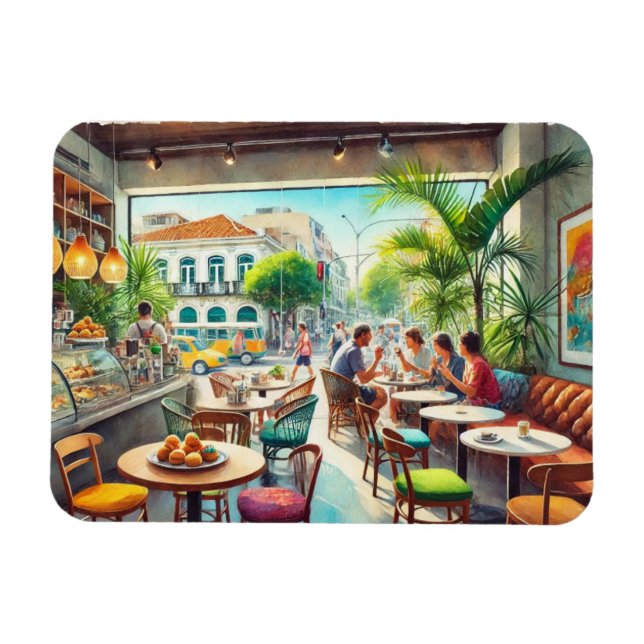 Kafe i Rio Brasilien Mugg Magnet (Horisontell)