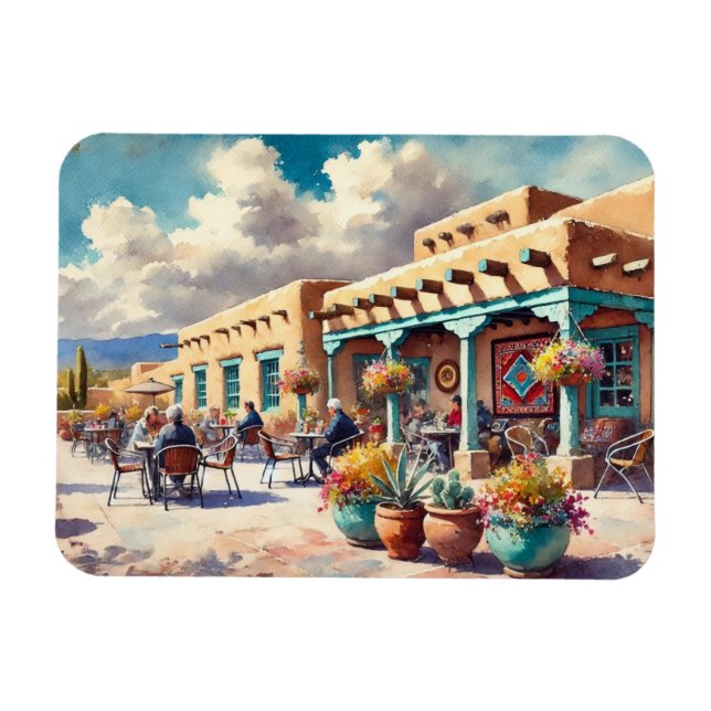 Kafe i Santa Fe New mexico Magnet (Horisontell)