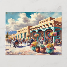 Kafe i Santa Fe New mexico Vykort