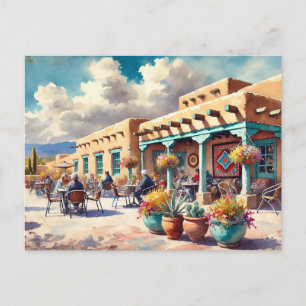 Kafe i Santa Fe New mexico Vykort