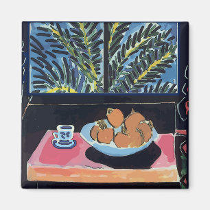Kafé med orange och kaffe magnet