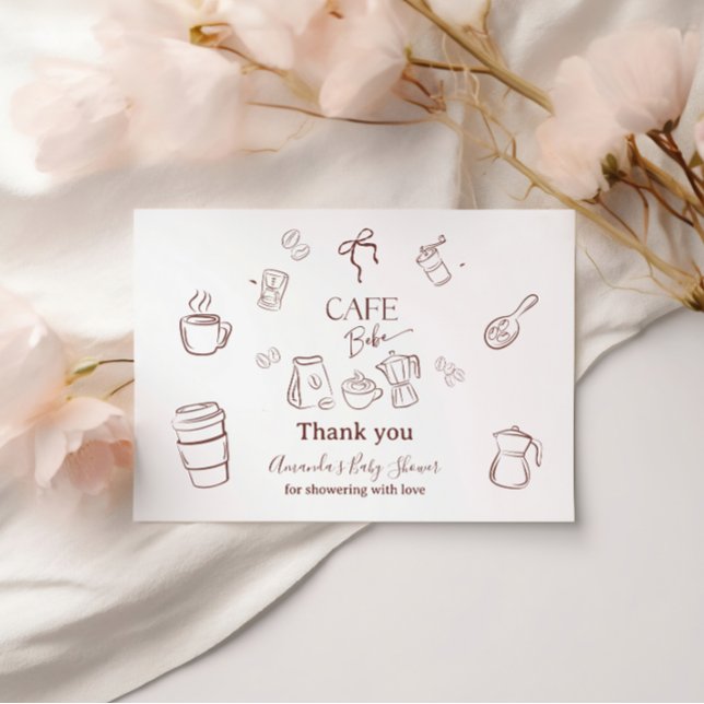 Kafé Tema Café Bebe Brewing Baby Shower Tack Kort (Skapare uppladdad)