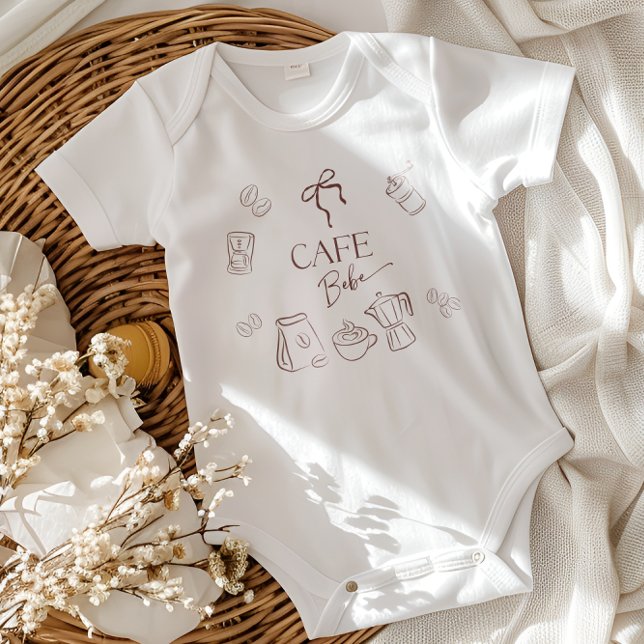 Kafé Tema Café Bebe Brewing Bow Baby Shower T Shirt (Skapare uppladdad)