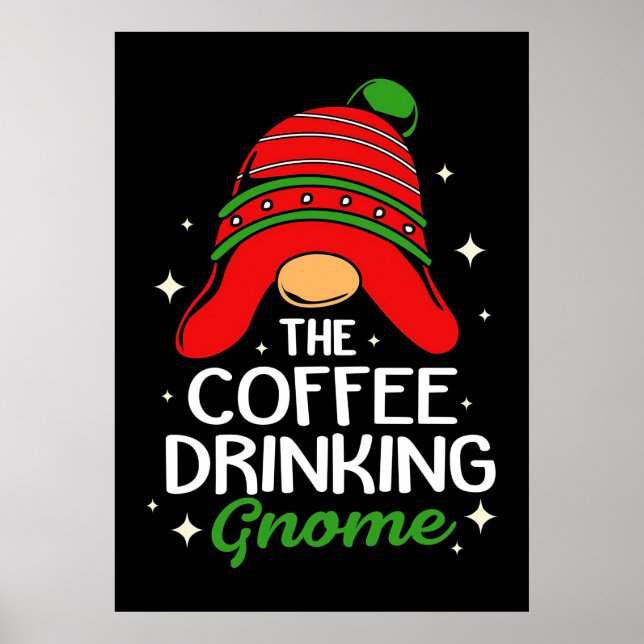 Kaffälskaren Den Kaffe Drickande Gnome Poster (Framsidan)