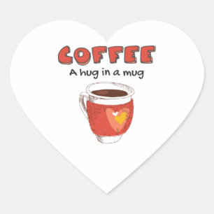 Kaffe A Hug i en Älskare-gåva av kaffe i Mugg Hjärtformat Klistermärke