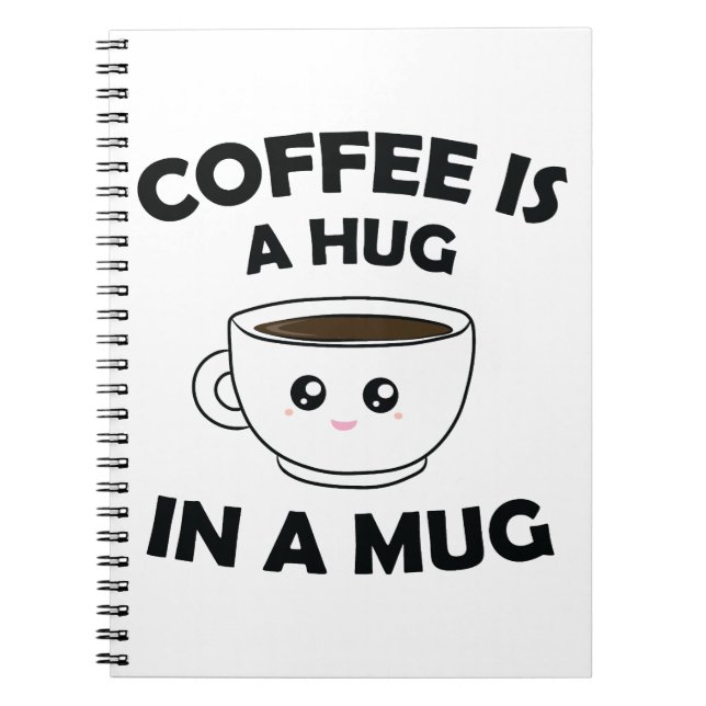 Kaffe A Hug i Mugg Cute Kawaii Anteckningsbok (Framsidan)