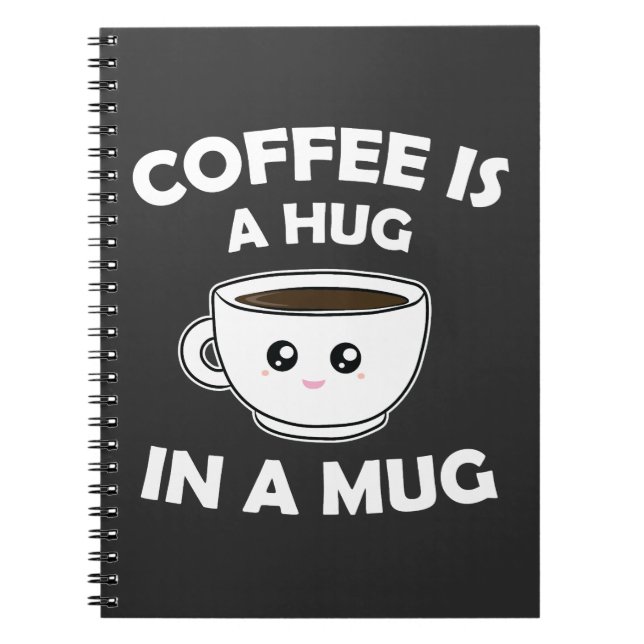 Kaffe A Hug i Mugg Cute Kawaii Anteckningsbok (Framsidan)