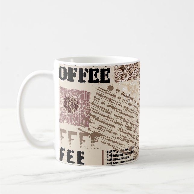 Kaffe. Abstrakt kaffe mönster på bruna bakgårdar Kaffemugg (Vänster)
