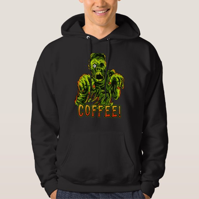 Kaffe Addict Zombie & Coffee Halloween 1 Hoodie (Framsida)