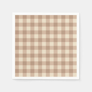 Kaffe Aesthetic Beige och White Gingham Mönster Pappersservett