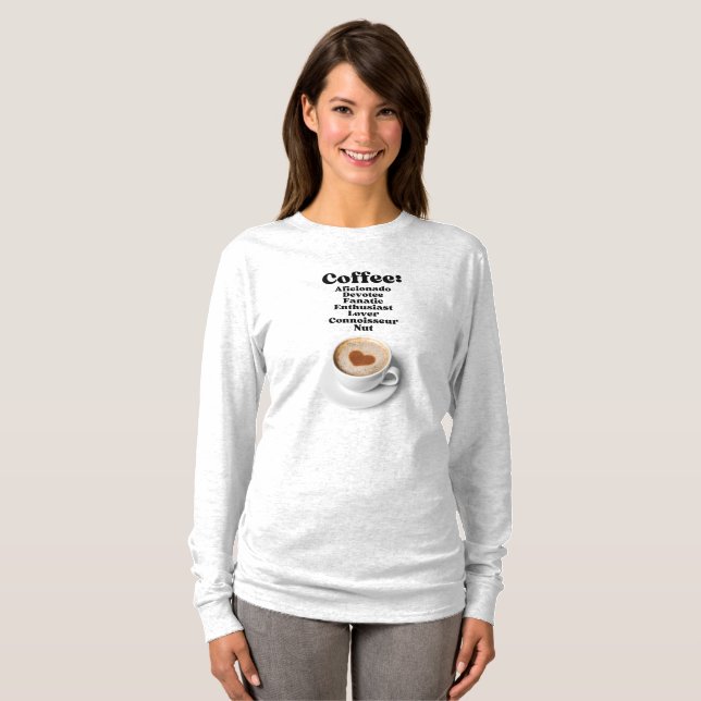 Kaffe: Aficionado Devotee Fanatic Enthusiast Kärle T Shirt (Hel framsida)
