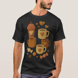 Kaffe Alla hjärtans dag Kärlek Stickade Hjärtan Kr T Shirt