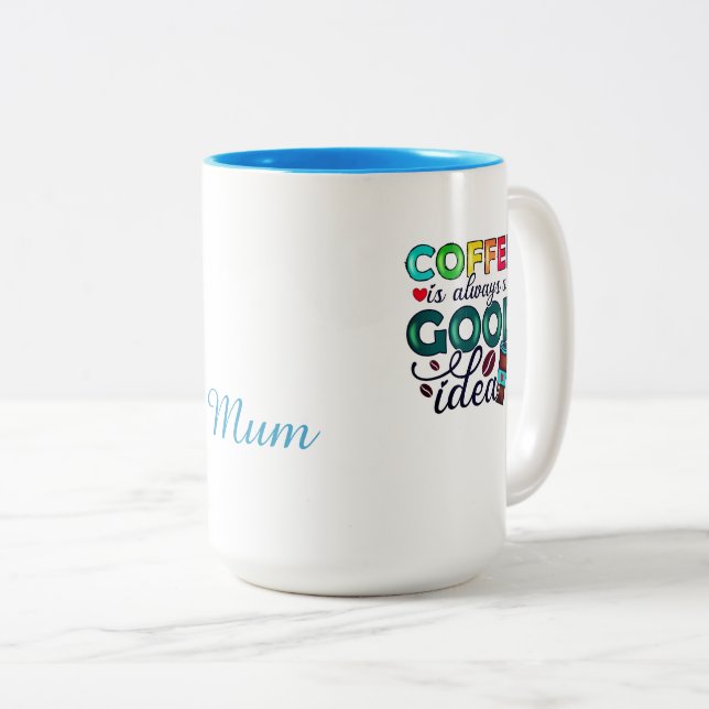 Kaffe Alltid En Bra Idé Pappa Två-Tonad Mugg (Framsida höger)