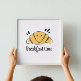 Kaffe Älskare Bläck Sketch Croissant Poster