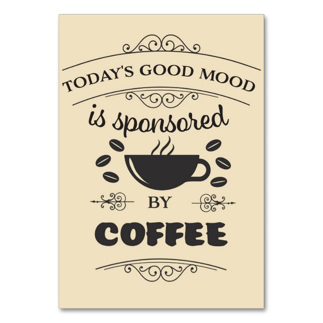 Kaffe Älskare Bra Mood bärs av kaffe Bordsnummer (Framsidan)